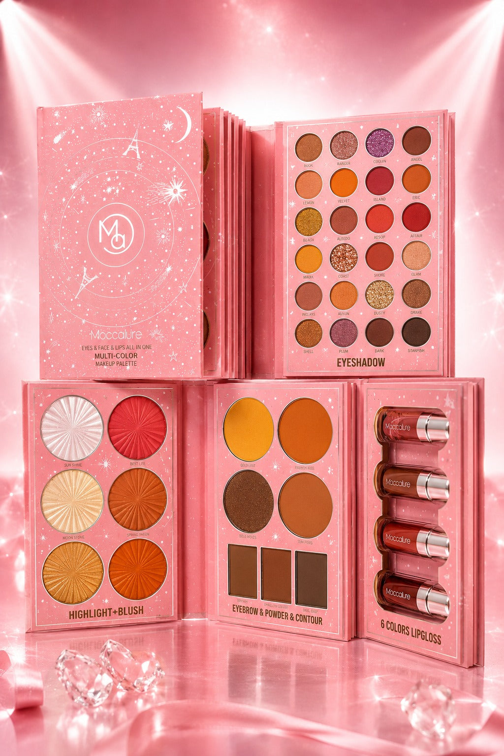 Multi-Color Makeup Palette de Mocallure Libro con Sombras de Ojos, Polvos Faciales y Brillos Labiales