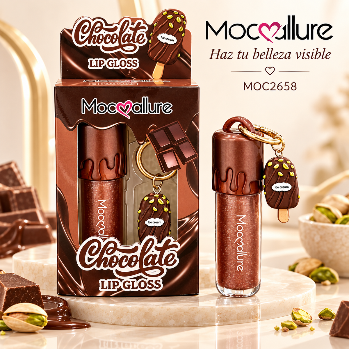 GLOSS+LLAVERO CHOCOLATE MOC2658